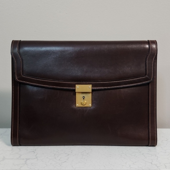 Vintage Gucci Chocolate Brown Leather Clutch - Picture 1 of 15